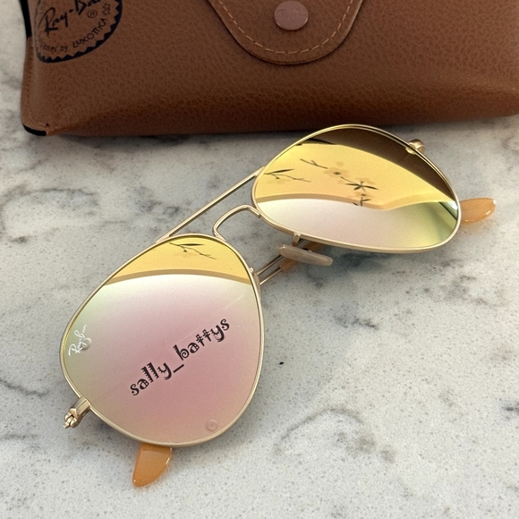 Ray-Ban (Store Display) Aviator Reflective Copper Rose Gold RB3025 Pink Mirror - Picture 6 of 15